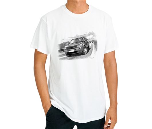 Freelander 2 Dynamic 2012on (white shading) - T Shirt in Black & White - LF1161TSTYLE