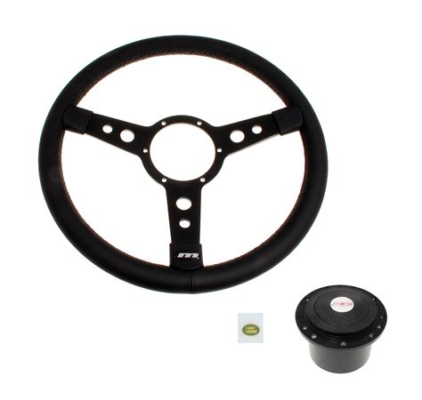 Steering Wheel Kit 15" Leather Semi Dish Black Centre - LL1121B48 - Mountney