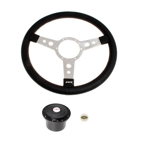 Steering Wheel Kit 15" Leather Semi Dish Polished Centre - LL1121P36 - Mountney