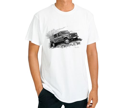 Defender 110 Double Cab Canvas Back - T Shirt in Black & White - LL1874TSTYLE