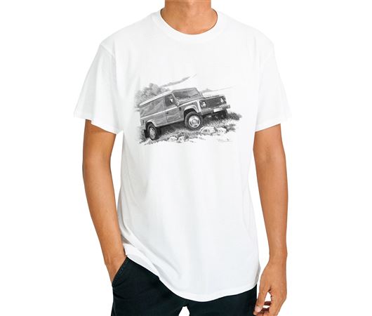 Defender 110 Hard Top 2007on - T Shirt in Black & White - LL1875TSTYLE