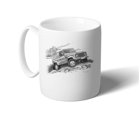 Defender 90 Hard Top 2007on MUG - Black and White with Reg - LL1879BWMUG