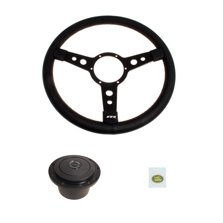 Leather Steering Wheel & Boss 15 in - Semi Dish Black Centre - LL1960B - Mountney