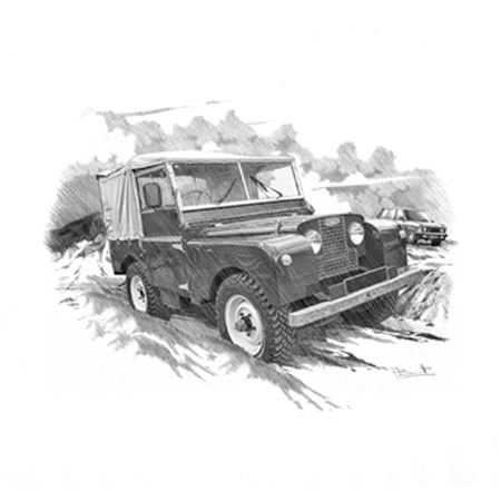 Land Rover Series 1 - Personalised Portrait in Black and White - LL2041BW