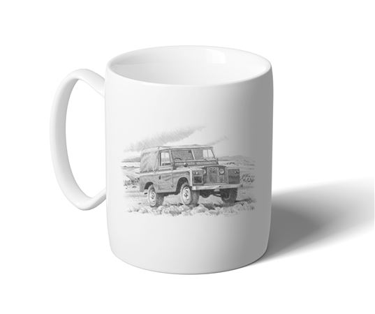 Land Rover Series 2 - Mug - Soft Top Black and White with Reg - LL2042MUG