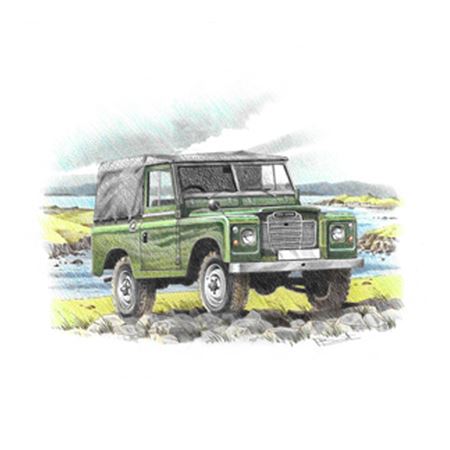 Land Rover Series 3 - Soft Top Personalised Portrait in Colour - LL2043COL