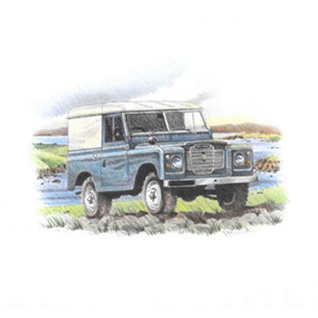 Land Rover Series 3 - Hard Top Personalised Portrait in Colour - LL2044COL