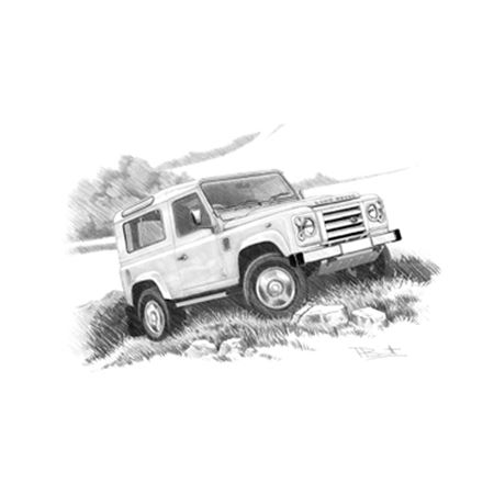 Defender 90 Yachting LE 2011on Personalised Portrait in Black & White - LL2100BW