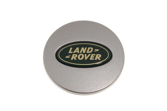 Wheel Centre Cap - Silver Sparkle with Gold LR in Green Oval - LR089424 - Genuine
