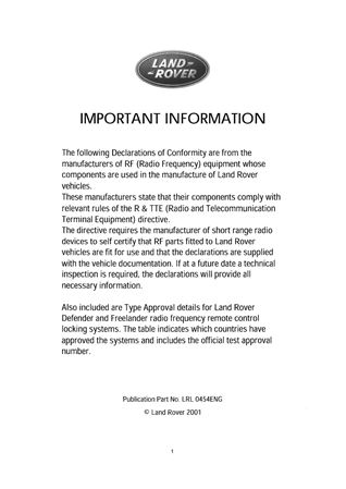 Owners Handbook - Discovery 2 English - 2002 - LRL0459ENGGR - OTP