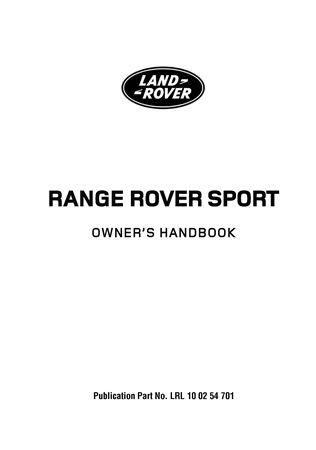 Owners Handbook - Range Rover Sport L320 RHD English - 2005-2011 - LRL100254701GR - OTP