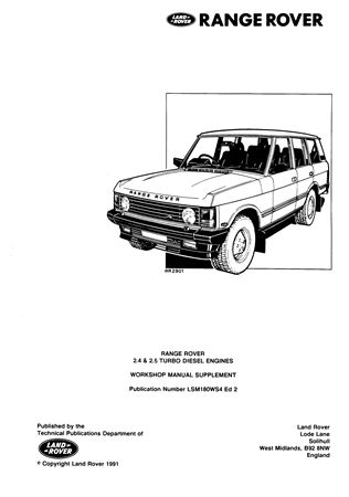 Service Manual Supplement - Rover 2.4-2.5 Turbo Diesel - 1986-89 - LSM180WS4GR - OTP