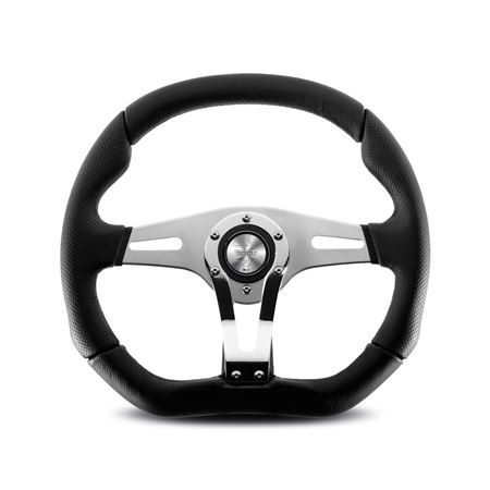 Steering Wheel - Trek Black Air Leather & Silver Spokes 350mm - MOMO2014 - Momo