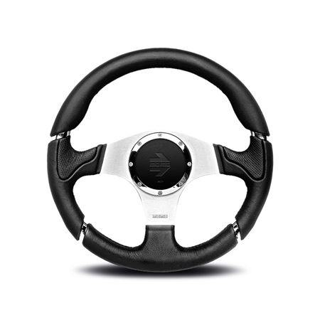 Steering Wheel - Millenium Black Leather & Silver Spokes 350mm - MOMO2016 - Momo