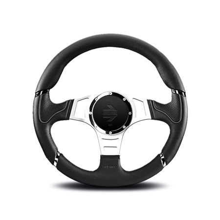 Steering Wheel - Millenium Black Leather & Silver Spokes 350mm - MOMO2017 - Momo