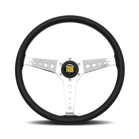 Steering Wheel - California Black Leather Silver Spoke 360mm - MOMO2024 - Momo