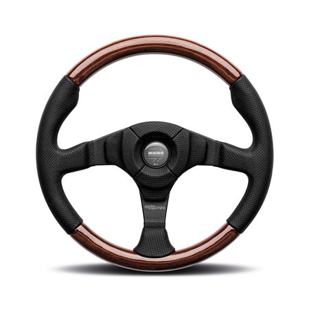 Steering Wheel - Street Fighter Black Air Leather & Mahogany Black Spoke 350mm - MOMO2027 - Momo
