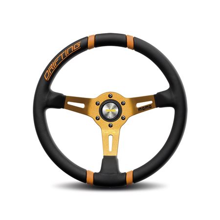 Steering Wheel - Drifting Black Orange Insert Black Spoke 350mm - MOMO2030 - Momo