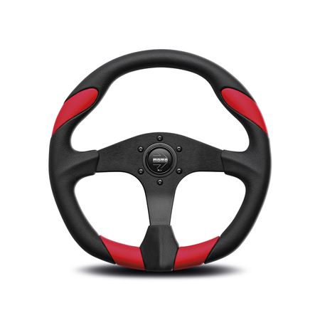 Steering Wheel - Quark Black Red Polyurethane Black Spoke 350mm - MOMO2038 - Momo