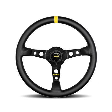 Steering Wheel - Mod.07 Black Leather Black Spoke 350mm - MOMO2090 - Momo