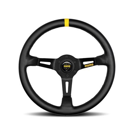 Steering Wheel - Mod.08 Black Leather Black Spoke 350mm - MOMO2091 - Momo