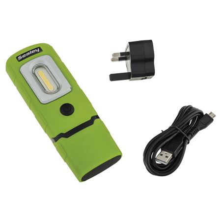 Inspection Lamp Mini 360° 2W COB + 1W LED Rechargeable Lithium-Polymer Green -MTR211403 - Sealey