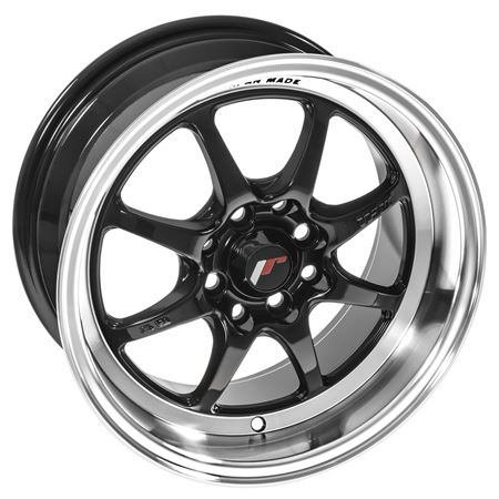 Alloy Wheel TF2 7.5" x 15" ET30 Gloss Black Polished Lip - MXVTF200 - JR-Wheels