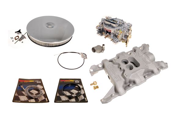 Edelbrock 500/Offenhauser JWR Dual Port 4 Barrel Conversion Kit with 2 inch Air Cleaner - RA13232WDLOW