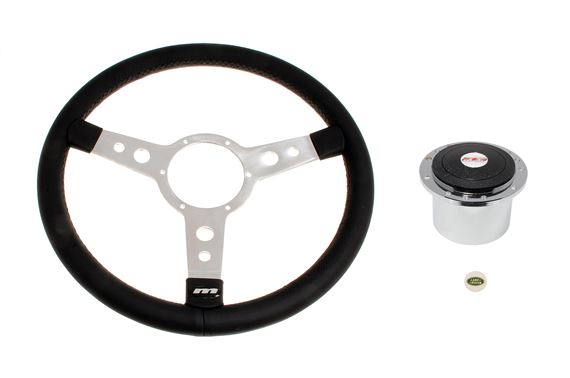 Steering Wheel Kit 15" Leather Semi Dish Polished Centre & Alloy Boss - RA1441PA - Mountney