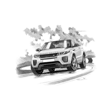 Range Rover Evoque HSE Convertible 2016 on Personalised Portrait in Black & White - RA2152BW