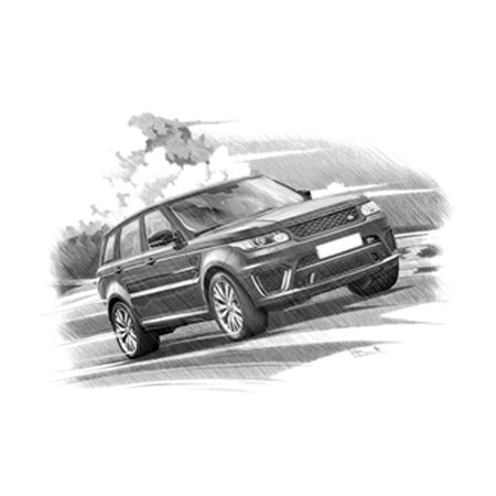 Range Rover Sport 2 S/Charged 2014 on Personalised Portrait in Black & White - RA2156BW