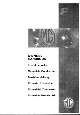 Owners Handbook - MGF - 1995-2001 - RCL0332ENGGR - OTP