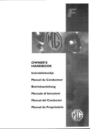 Owners Handbook - MGF Export - 1995-2001 - RCL0332ENXGR - OTP