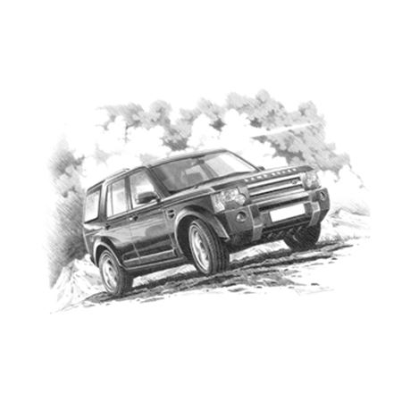 Discovery 3 2004-2009 (dark shading) Personalised Portrait in Black & White - RD1090BW