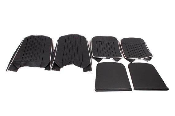 Triumph TR4 Front Seat Cover Kit - Black Leather with White Piping - RF4056BLACKLEATHER