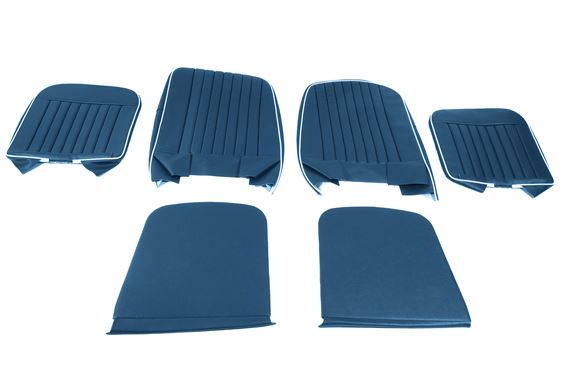 Triumph TR4 Front Seat Cover Kit - Blue Leather with White Piping - RF4056BLUELEATH