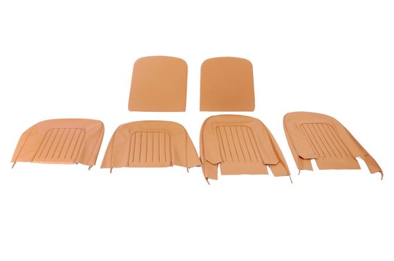 Triumph TR4A Front Seat Cover Kit - Tan Leather Faced with White Piping - RF4057LTANLEATHER