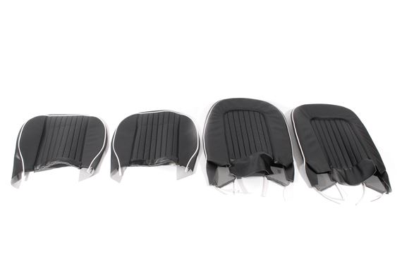 Triumph TR5-250 Front Seat Cover Kit - Black Leather with White Piping - RF4058BLACKLEATHER