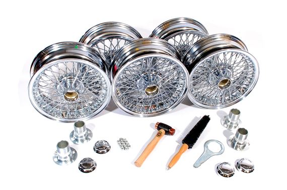 MWS Centre Lock Wire Wheels - Chrome Conversion Kit - 4.5 x 15 with Octagonal Centres - RF4093CEC