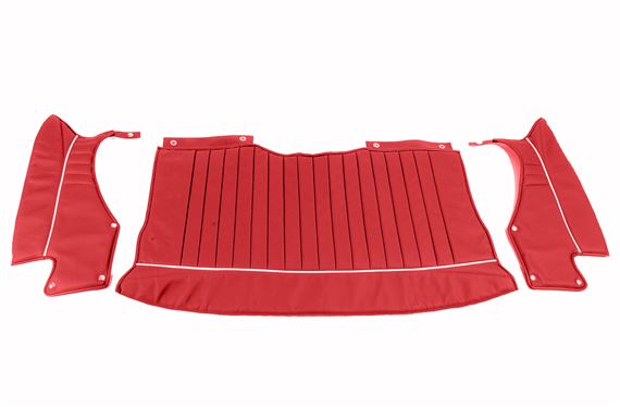 Triumph TR4-4A Hood Stick Cover Kit - Matador Red Vinyl with White Piping - RF4218REDMAT