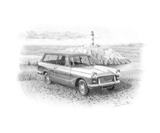 Triumph Herald Estate Personalised Portrait in Black & White - RH5384BW