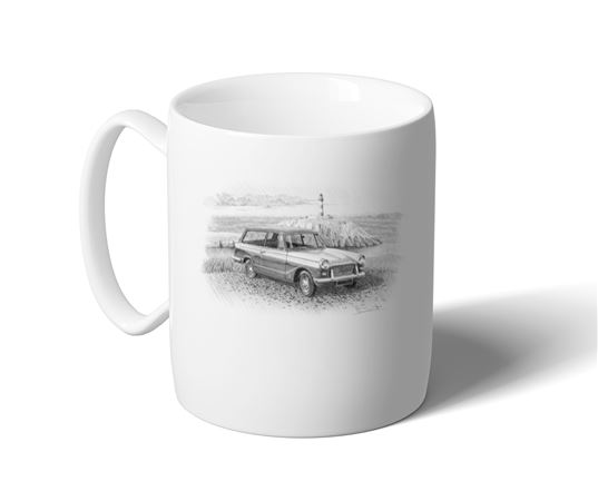 Triumph Herald Estate Mug - Black & White with Reg - RH5384BWMUG