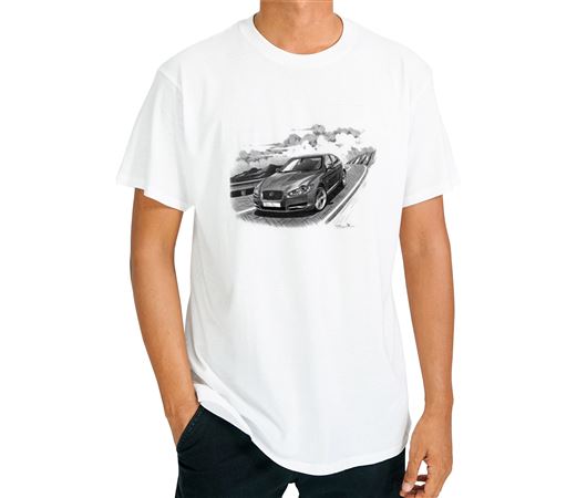 Jaguar XF MK1 Saloon 2008-2011 - T Shirt in Black & White - RJ1056TSTYLE