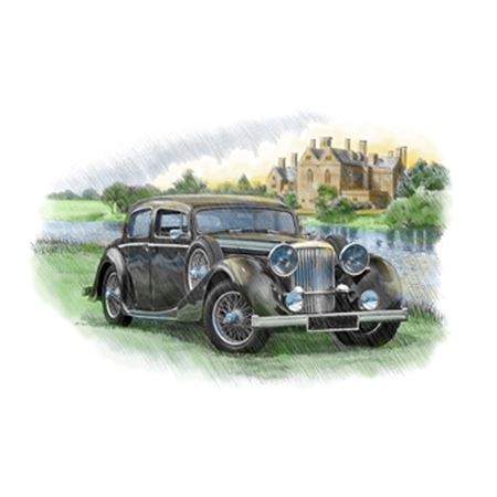 Jaguar SS 2.5 Saloon Personalised Portrait in Colour - RJ1078COL