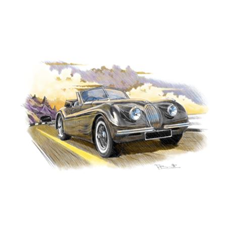 Jaguar XK120 Coupe 1953-1954 (dark shading) Personalised Portrait in Colour - RJ1079COL