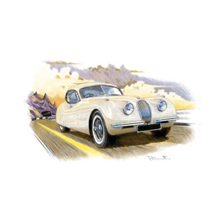 Jaguar XK120 FHC Rear Spats 1951-1954 Personalised Portrait in Colour - RJ1081COL