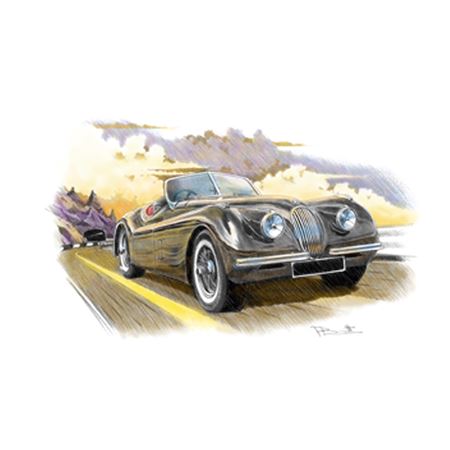 Jaguar XK120 Roadster 1948-1954 (dark shading) Personalised Portrait in Colour - RJ1082COL