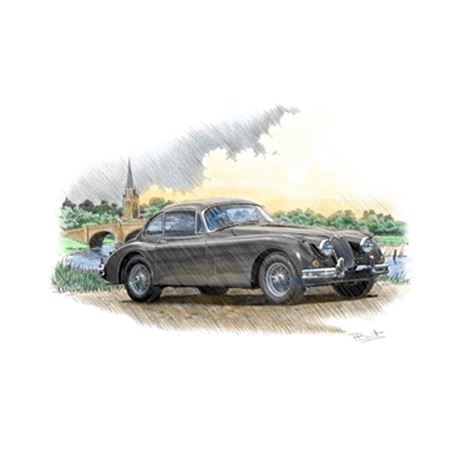 Jaguar XK150 Coupe 1957-1981 Personalised Portrait in Colour - RJ1084COL
