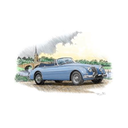 Jaguar XK150 Drop Head Coupe 1958on Personalised Portrait in Colour - RJ1086COL