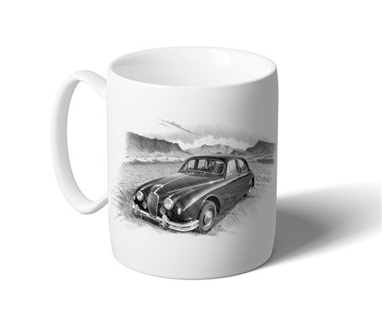 Jaguar MK1 Saloon ’55-’59 Mug B/W Inc Reg - RJ1177BWMUG